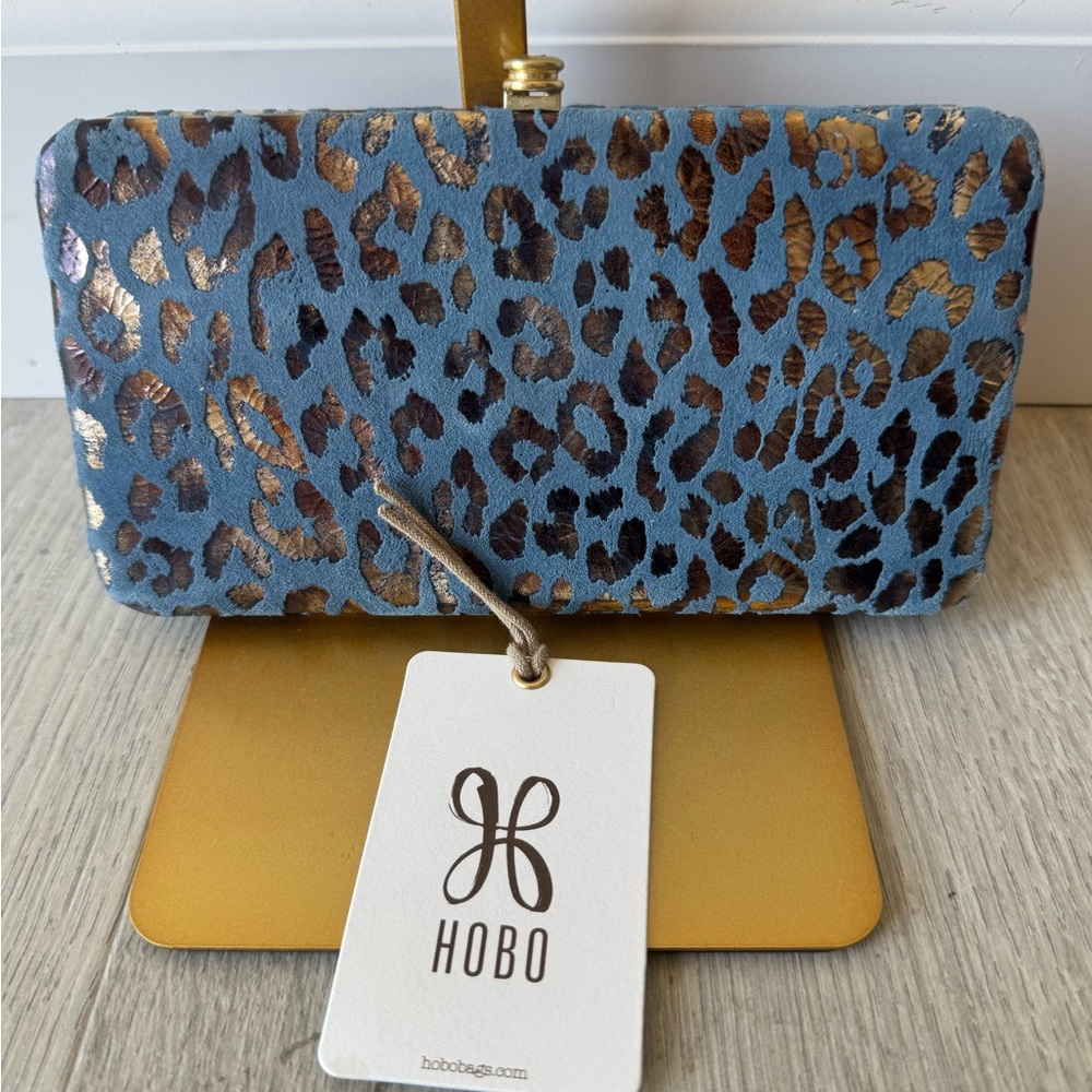 HOBO Blue and Gold Wallets with Leopard Print